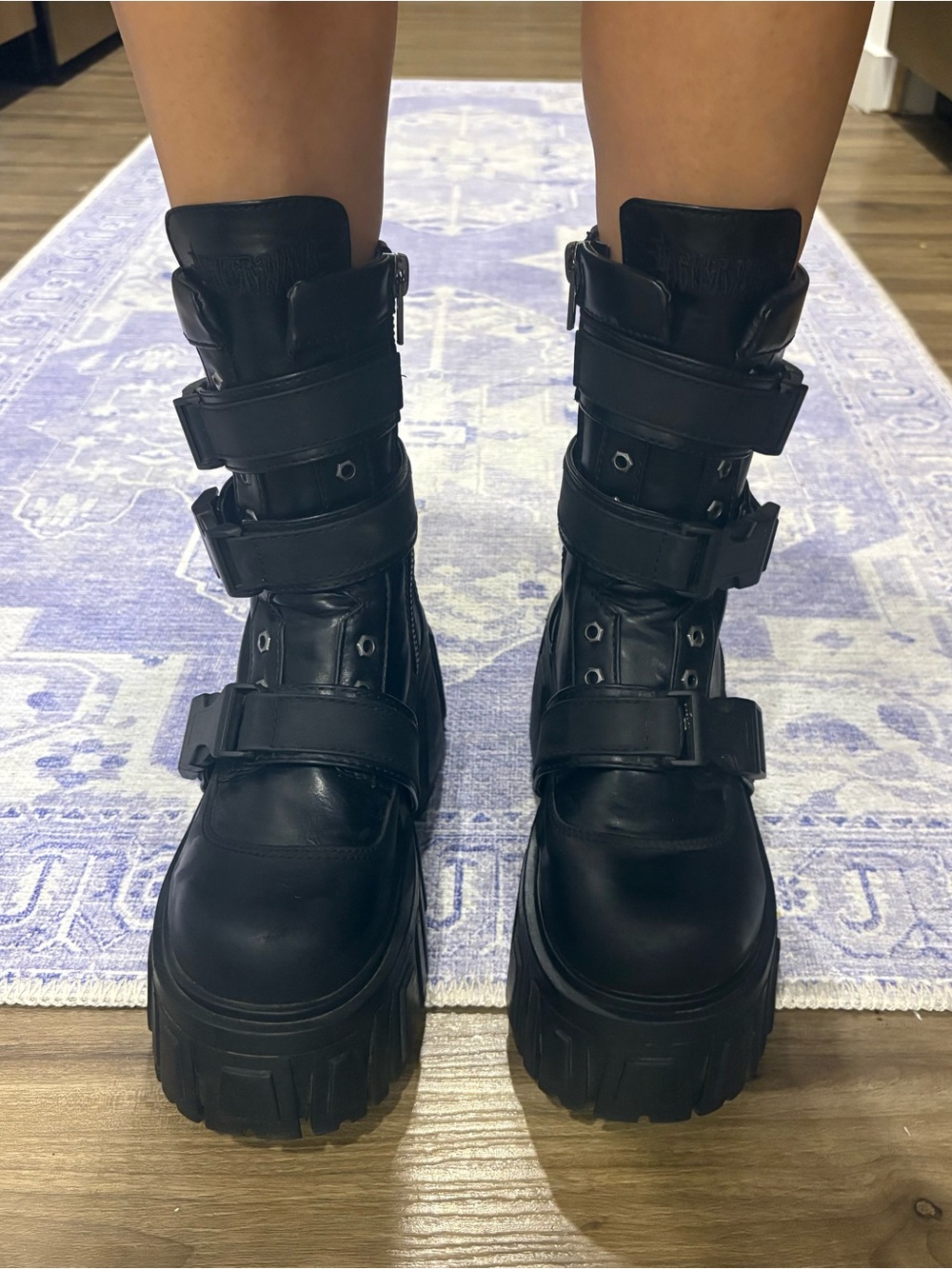 black platform boots
